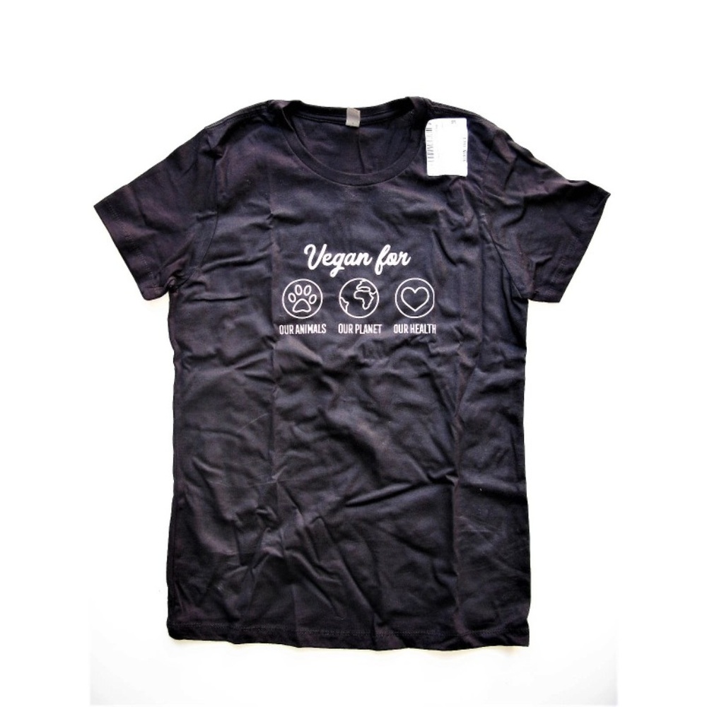Boyfriend T-Shirt "Vegan for Our Animals..." NWT